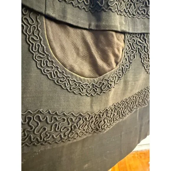 Antique 1910's French Voile Black Skirt Soutache Velvet Embellished XS - Picture 15 of 16